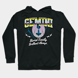 Gemini Bored Easily Brilliant Always Retro Bootleg Zodiac Sign Hoodie